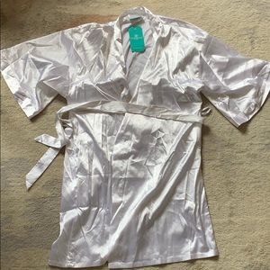BRIDE satin silk white kimono robe